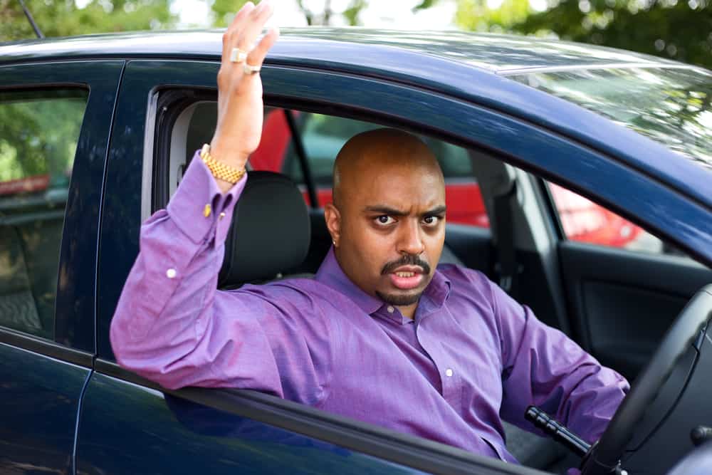 Unhappy African American man gets pulled over by the police