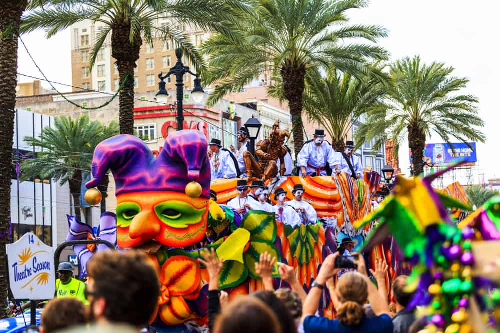 Mardi Gras parades through the streets of New Orleans